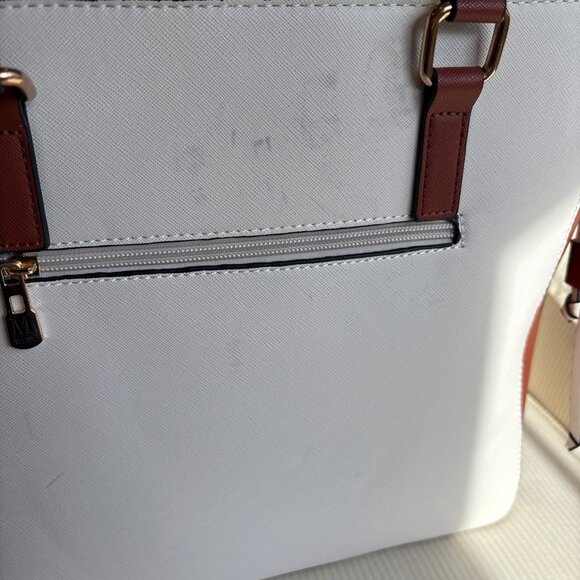 Montana West 2 Piece Handbag Set- Matching Tote Bag Purse/Satchel Cream & Brown - Picture 12 of 16